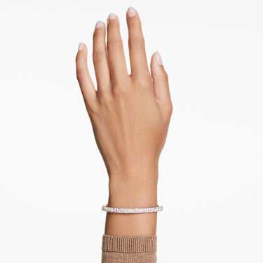 Bransoletka typu bangle Sublima, Oprawa brukowa typu snow, Biała, Powłoka w odcieniu różowego złota - Swarovski, 5688610