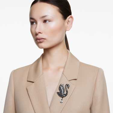Swan Choker und Brosche, Kristallperle, Schwan, Schwarz, Rutheniert - Swarovski, 5688747