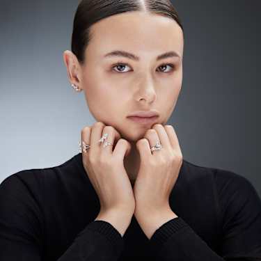 Galaxy リング, セット(2), ラボラトリー・グロウン・ダイヤモンド 1.4 ct tw, ペアシェイプ, 18Kホワイトゴールド - Swarovski, 5688854