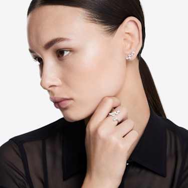 Galaxy ear cuffs, Lab-grown diamonds 1.25 ct tw, Mixed cuts, 18K white gold - Swarovski, 5688875