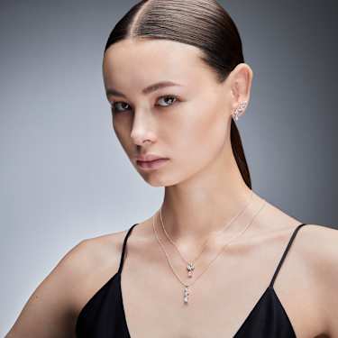 Galaxy kelepçe küpe, Laboratuvarda üretilmiş elmaslar 1,25 karat toplam ağırlık, Karışık şekiller, 18k beyaz altın - Swarovski, 5688875