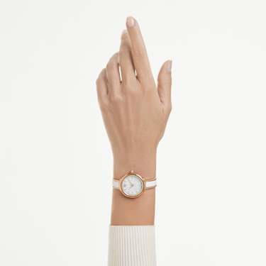 Relógio Crystalline bangle, Fabrico suíço, Pulseira de metal, Branco, Acabamento em rosa dourado - Swarovski, 5689324