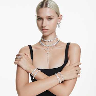 Matrix Vittore ring, Pear cut, White, Silver-tone finish - Swarovski, 5689469