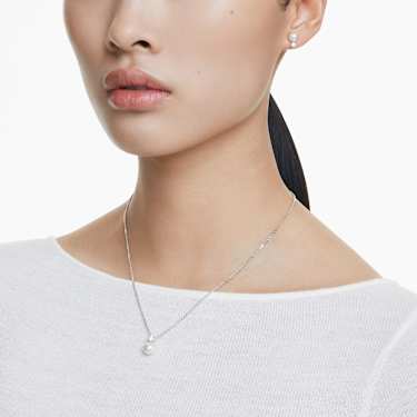 Matrix Set, Kristallperle, Rundschliff, Weiß, Rhodiniert - Swarovski, 5689624