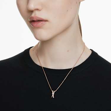 Hyperbola pendant, Mixed cuts, Twist, White, Rose gold-tone plated - Swarovski, 5689788