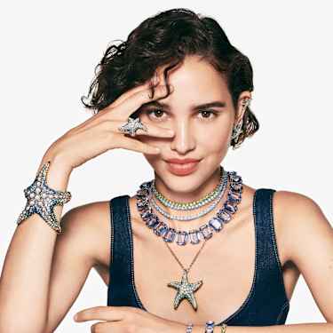Idyllia バングル, クリスタルパール, ヒトデ, マルチカラー, ゴールドトーン・プレーティング | Swarovski