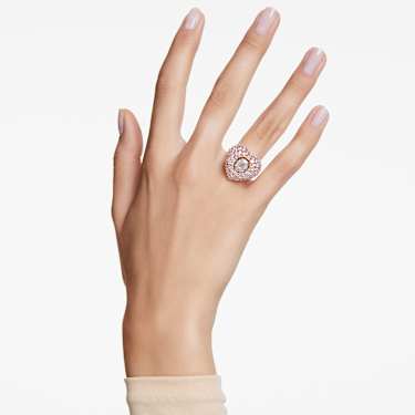Idyllia 个性戒指, 八角形切割，仿水晶珍珠, 心形, 粉红色, 镀金色调 - Swarovski, 5690057