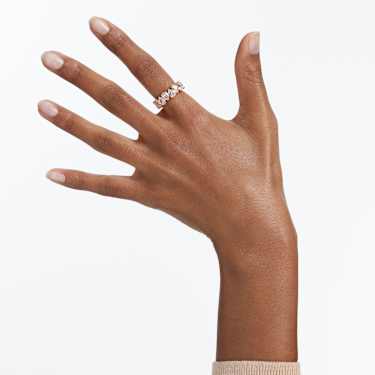 Anello Matrix Vittore, Taglio Pear, Bianco, Finitura in tono oro rosa - Swarovski, 5690090