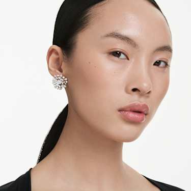 Galaxy stud earrings, Lab-grown diamonds 5.5 ct tw, Mixed shapes, 18K white gold - Swarovski, 5690409