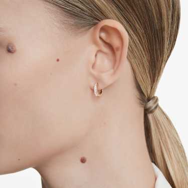 Pendientes de aro Matrix, Talla redonda, Blancos, Baño tono oro rosa - Swarovski, 5690669