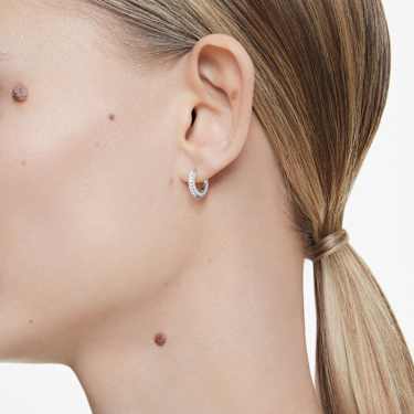 Matrix karika fülbevaló, Körmetszéses, Fehér, Ródium bevonattal - Swarovski, 5690670