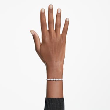 Bracelet Matrix, Dégradé de tailles rondes, Blanc, Métal rhodié - Swarovski, 5690677