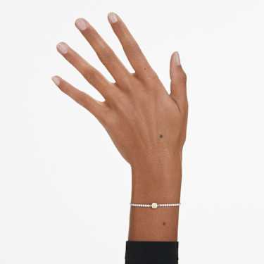 Matrix armband, Verschillende slijpvormen, Geel, Rodium toplaag - Swarovski, 5690694