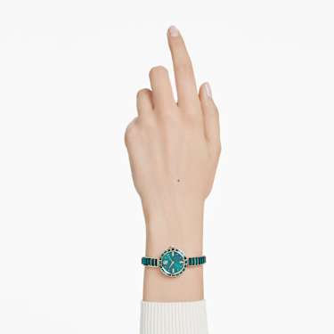 Matrix Bangle 手錶, 瑞士製造, 水晶錶鏈, 綠色, 香檳金色潤飾 - Swarovski, 5690808