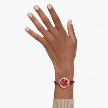 Orologio Matrix Bangle, Fabbricato in Svizzera, Bracciale in cristallo, Rosso, Finitura in tono oro rosa - Swarovski, 5690811