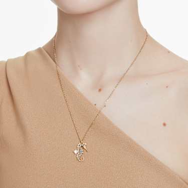 Idyllia 펜던트, 크리스털 펄, 해마, 화이트, 골드 톤 플래팅 - Swarovski, 5690874