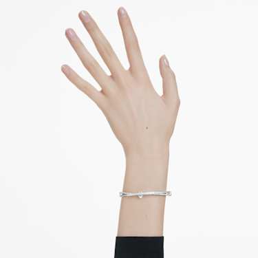 Hyperbola bangle, Mixed cuts, White, Rhodium plated - Swarovski, 5691224