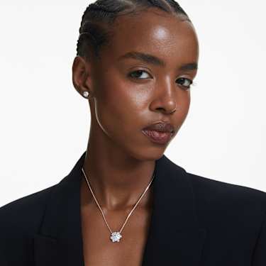 Komplet Idyllia, Mešani rezi, Snežinka, Bela, Prevleka iz rodija - Swarovski, 5691486