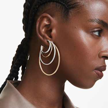 Anneaux d'oreilles Hyperbola, Tailles variées, Larges, Blanches, Finition mix de métal - Swarovski, 5691618