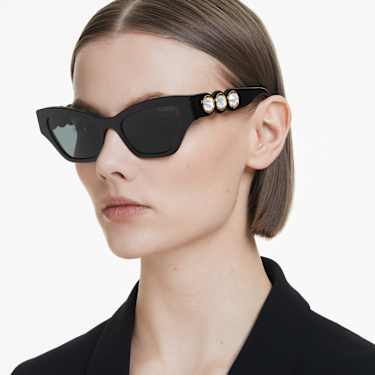 Sunglasses, Cat-Eye shape, Black - Swarovski, 5691693