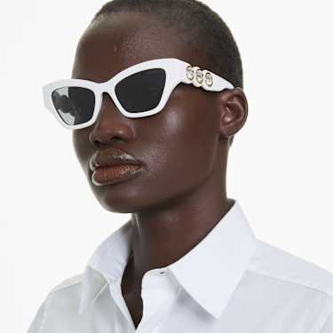 Sunglasses, Cat-Eye shape, White - Swarovski, 5691696