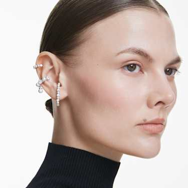Matrix 이어링 커프, 세트(3), 크리스털 펄, 라운드 컷, 화이트, 로듐 플래팅 - Swarovski, 5691715