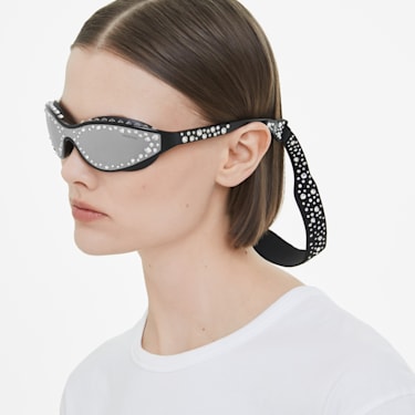 Sunglasses with strap, Swimming shape, Black