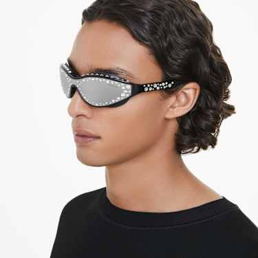 Sunglasses with strap, Swimming shape, Black - Swarovski, 5691733
