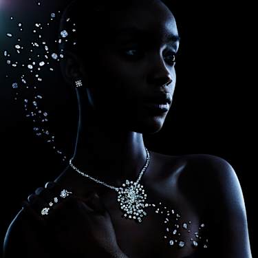 Galaxy Tennis necklace, Lab-grown diamonds 47.27 ct tw, Mixed cuts, 18K white gold - Swarovski, 5691881