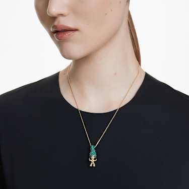 Pingente Good Luck Trolls, Troll, Verde, Lacado a dourado - Swarovski, 5691939