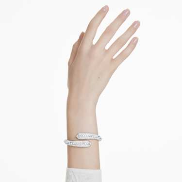 Sublima 闊手鐲, 水晶珍珠, 圓形切割, 白色, 鍍白金色 - Swarovski, 5692106