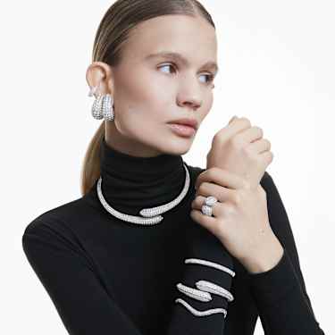 Sublima Drop-Ohrhänger, Kristallperle, Rundschliff, Klein, Weiß, Rhodiniert - Swarovski, 5692107