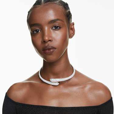 Sublima necklace Crystal pearl Round cut White Rhodium plated Swarovski