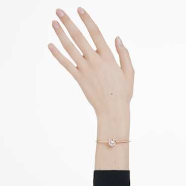 Dextera 뱅글, 라운드 컷, 화이트, 로즈골드 톤 플래팅 - Swarovski, 5692259