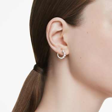 Orecchini a cerchio Matrix, Crystal Pearl, Taglio Round, Bianchi, Placcato color oro rosa - Swarovski, 5692264