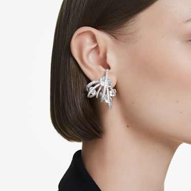 Boucle d'oreille manchette Hyperbola, Pièce d’exception, Tailles diverses, Blanc, Métal rhodié - Swarovski, 5692427
