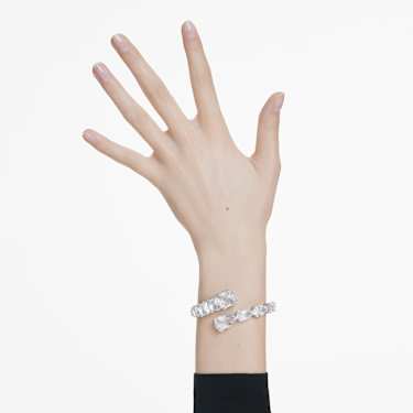 Matrix bangle, Mixed cuts, White, Rhodium plated by SWAROVSKI