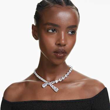 Náhrdelník Matrix, Různé výbrusy, Bílá, Pokoveno rhodiem - Swarovski, 5692521