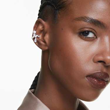 Boucles d'oreilles clip Matrix, Tailles variées, Blanches, Métal rhodié - Swarovski, 5692523