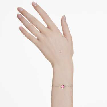 Bracelet Birthstone, Taille Carré, Octobre, Rose, Métal rhodié - Swarovski, 5692883