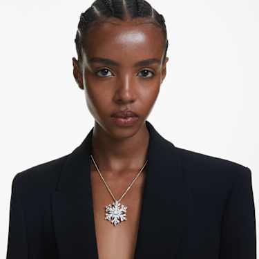 Pendentif et broche Idyllia, Tailles variées, Flocon de neige, Blancs, Métal rhodié - Swarovski, 5693226