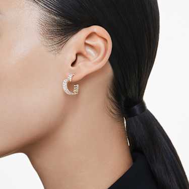 Matrix フープピアス, バゲット・カット, ハート, 小, ホワイト, 18Kゴールドコーティング - Swarovski, 5693512