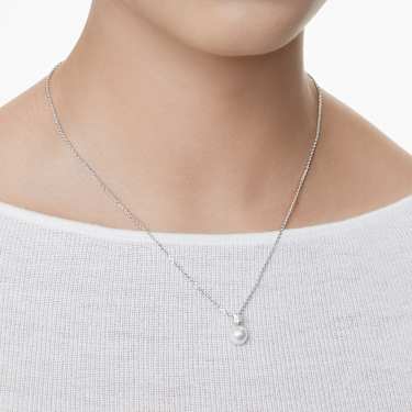 Matrix 펜던트, 크리스털 펄, 라운드 컷, 화이트, 로듐 플래팅 - Swarovski, 5693897