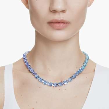Verižica Tennis Millenia, Osmerokotni rez, Barvno prelivanje, Modra, Prevleka iz rodija - Swarovski, 5694136