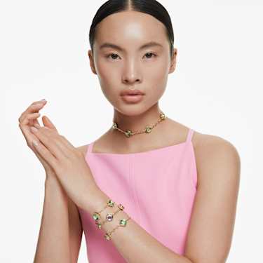 Chroma lange Halskette, Oktagon-Schliff, Mehrfarbig, Goldlegierungsschicht - Swarovski, 5695863