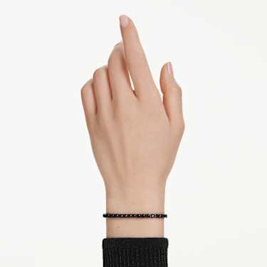 Matrix สร้อยข้อมือ Tennis, เจียระไนทรงกลม, ดำ, เคลือบรูทีเนียม - Swarovski, 5696030