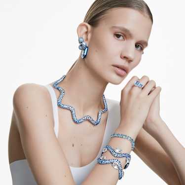 Lucent 大圈耳環, 八邊形, 細碼, 藍色 - Swarovski, 5696038