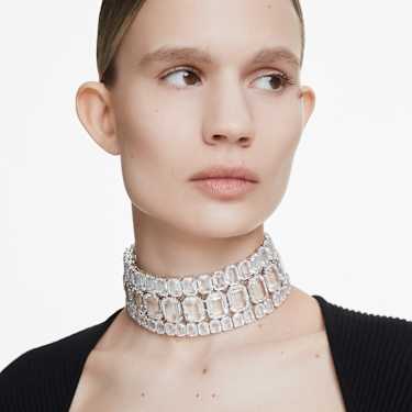 Millenia choker, Octagon cut, White, Rhodium plated by SWAROVSKI