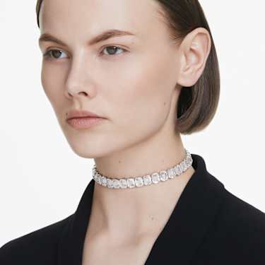 Millenia choker, Octagon cut, White, Rhodium plated by SWAROVSKI