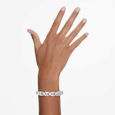 Millenia bangle, Octagon cut, White, Rhodium plated - Swarovski, 5696321